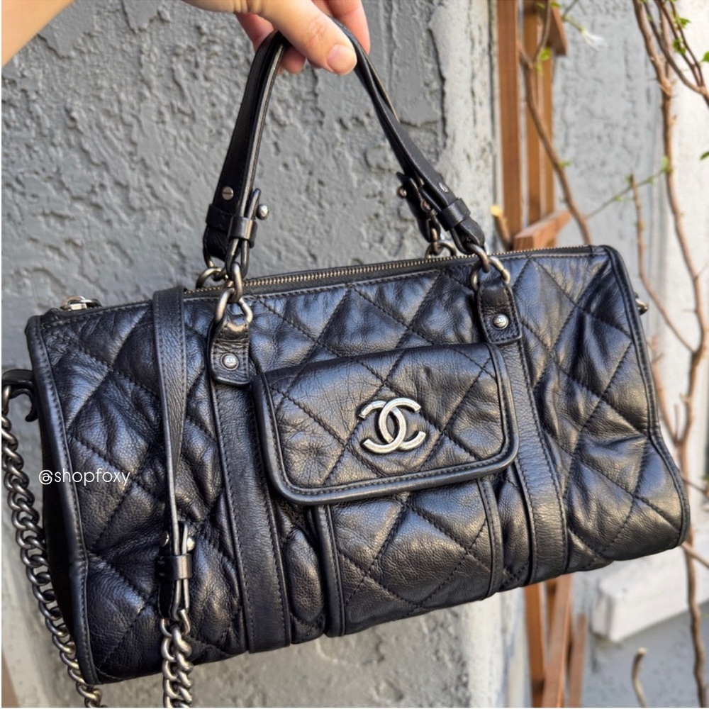 Chanel Calfskin Quilted Casual Riviera Bowling Bag